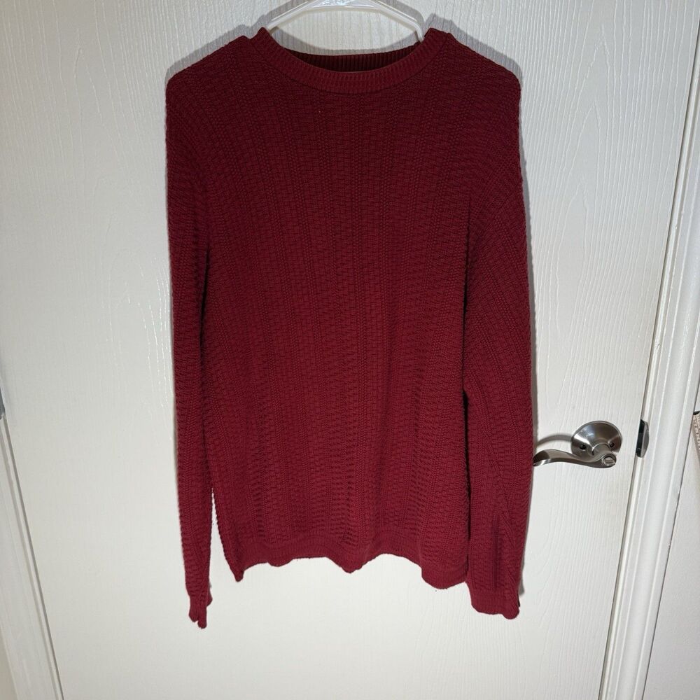 Preswick & Moore Vintage Men’s Red Crewneck Fisherman Sweater Cable Knit Medium
